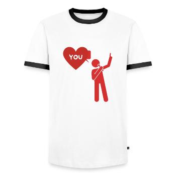 Declaration of love "I love you" - Men's Ringer Shirt - white/black - Front - AI Model Female 172 light (172cm) & AI Model Male 178 dark (178cm)