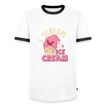 I Scream For Ice Cream Cone Scoop Summer - Männer Kontrast-T-Shirt - Weiß/Schwarz - Vorne - AI Model Female 172 light (172cm) & AI Model Male 178 dark (178cm)