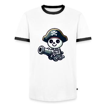 Pirate Skull - Skeleton Treasure - Men's Ringer Shirt - white/black - Front - AI Model Female 172 light (172cm) & AI Model Male 178 dark (178cm)