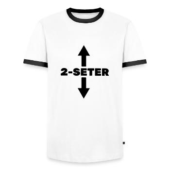 2 places - T-shirt contrasté Homme - blanc/noir - Devant - AI Model Female 172 light (172cm) & AI Model Male 178 dark (178cm)