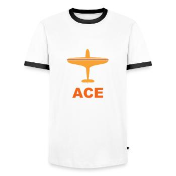 Aéroport d’Arrecife - Lanzarote - Îles Canaries - T-shirt contrasté Homme - blanc/noir - Devant - AI Model Female 172 light (172cm) & AI Model Male 178 dark (178cm)