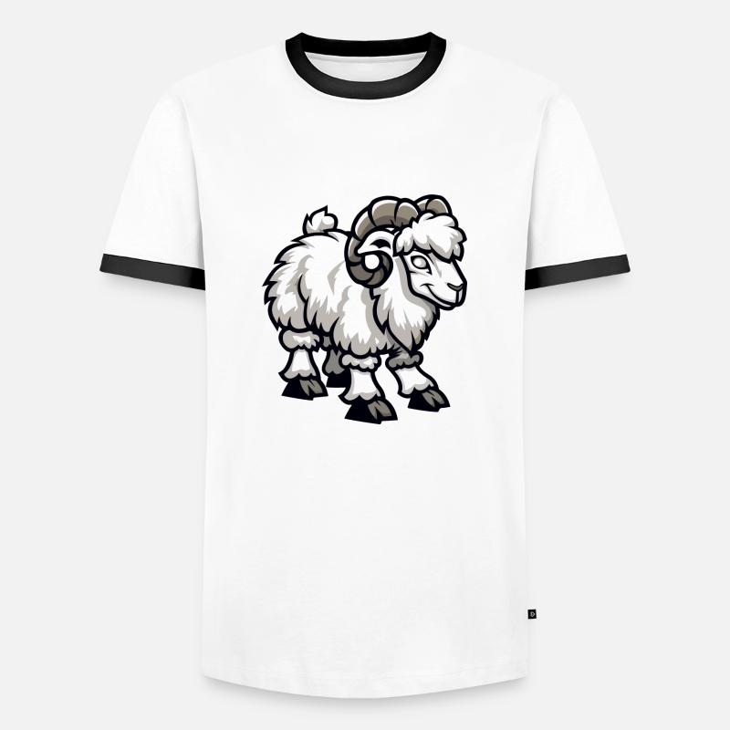 Schaf Steinbock - Männer Kontrast-T-Shirt - Weiß/Schwarz
