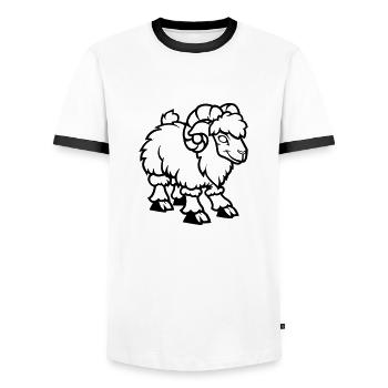 Sheep Comic Capricorn - Men's Ringer Shirt - white/black - Front - AI Model Female 172 light (172cm) & AI Model Male 178 dark (178cm)