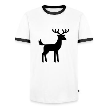 Hirsch - Männer Kontrast-T-Shirt - Weiß/Schwarz - Vorne - AI Model Female 172 light (172cm) & AI Model Male 178 dark (178cm)
