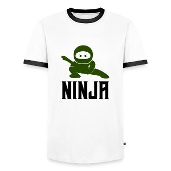 ninja comic - Männer Kontrast-T-Shirt - Weiß/Schwarz - Vorne - AI Model Female 172 light (172cm) & AI Model Male 178 dark (178cm)