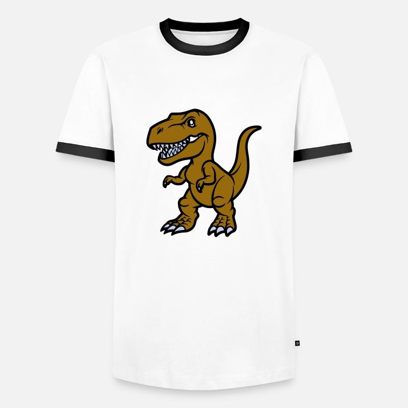 T Rex Comic - Männer Kontrast-T-Shirt - Weiß/Schwarz