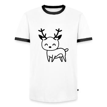Hirsch - Männer Kontrast-T-Shirt - Weiß/Schwarz - Vorne - AI Model Female 172 light (172cm) & AI Model Male 178 dark (178cm)