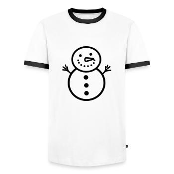 Snowman - Men's Ringer Shirt - white/black - Front - AI Model Female 172 light (172cm) & AI Model Male 178 dark (178cm)