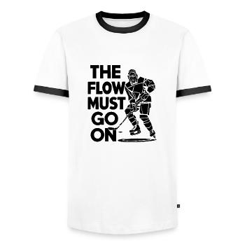 Hockey-Liebe – Der Flow geht weiter - Männer Kontrast-T-Shirt - Weiß/Schwarz - Vorne - AI Model Female 172 light (172cm) & AI Model Male 178 dark (178cm)