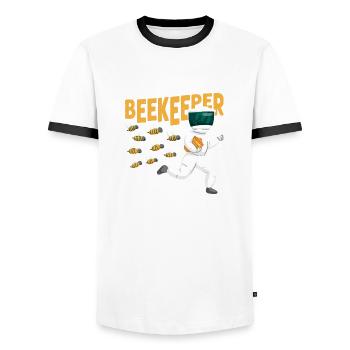 Beekeeper If I Run, You Run Beekeeping Apiarist - Männer Kontrast-T-Shirt - Weiß/Schwarz - Vorne - AI Model Female 172 light (172cm) & AI Model Male 178 dark (178cm)