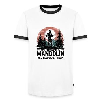 Love for mandolin and bluegrass - Men's Ringer Shirt - white/black - Front - AI Model Female 172 light (172cm) & AI Model Male 178 dark (178cm)