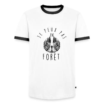 Ich kann nicht, ich habe Wald. - Männer Kontrast-T-Shirt - Weiß/Schwarz - Vorne - AI Model Female 172 light (172cm) & AI Model Male 178 dark (178cm)