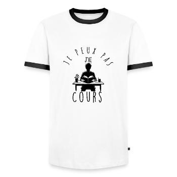 Ich kann nicht, ich habe Unterricht. - Männer Kontrast-T-Shirt - Weiß/Schwarz - Vorne - AI Model Female 172 light (172cm) & AI Model Male 178 dark (178cm)