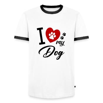 i love my dog hund - Männer Kontrast-T-Shirt - Weiß/Schwarz - Vorne - AI Model Female 172 light (172cm) & AI Model Male 178 dark (178cm)