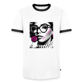 Chill & Süß - Männer Kontrast-T-Shirt - Weiß/Schwarz - Vorne - AI Model Female 172 light (172cm) & AI Model Male 178 dark (178cm)