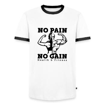 no pain no gain - Men's Ringer Shirt - white/black - Front - AI Model Female 172 light (172cm) & AI Model Male 178 dark (178cm)