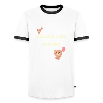 Handle With Emotion – Pastel Mental Health Aware - Men's Ringer Shirt - white/black - Front - AI Model Female 172 light (172cm) & AI Model Male 178 dark (178cm)