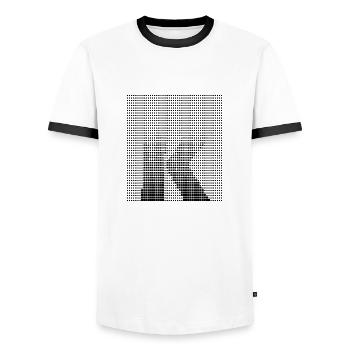 Letter K, name, the letter K - Men's Ringer Shirt - white/black - Front - AI Model Female 172 light (172cm) & AI Model Male 178 dark (178cm)