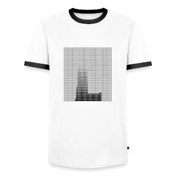 Letter L, Name, der Buchstabe L - Männer Kontrast-T-Shirt - Weiß/Schwarz - Vorne - AI Model Female 172 light (172cm) & AI Model Male 178 dark (178cm)