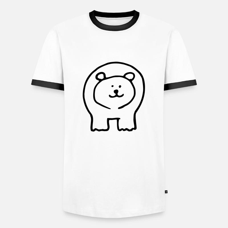 Bear printed 2 sides - Men's Ringer Shirt - white/black