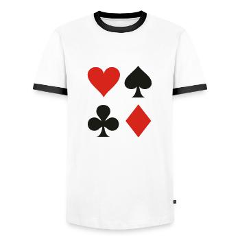 Poker, skat, jeu de cartes - T-shirt contrasté Homme - blanc/noir - Devant - AI Model Female 172 light (172cm) & AI Model Male 178 dark (178cm)