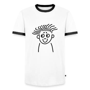 Super hairstyle - Men's Ringer Shirt - white/black - Front - AI Model Female 172 light (172cm) & AI Model Male 178 dark (178cm)