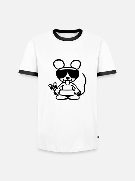 Coole Maus im Urlaub - Männer Kontrast-T-Shirt - Weiß/Schwarz