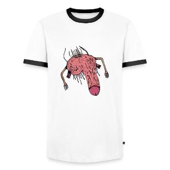 Penis parasite - Men's Ringer Shirt - white/black - Front - AI Model Female 172 light (172cm) & AI Model Male 178 dark (178cm)