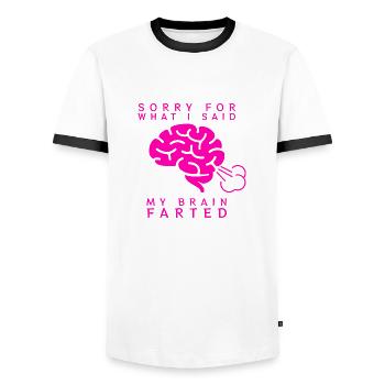 Brain Fart - Men's Ringer Shirt - white/black - Front - AI Model Female 172 light (172cm) & AI Model Male 178 dark (178cm)