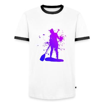 Standup Paddle Standup Paddle Sup Femmes - T-shirt contrasté Homme - blanc/noir - Devant - AI Model Female 172 light (172cm) & AI Model Male 178 dark (178cm)