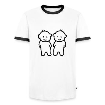 Twins - Twins - Ligne - T-shirt contrasté Homme - blanc/noir - Devant - AI Model Female 172 light (172cm) & AI Model Male 178 dark (178cm)