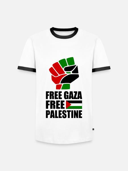Free palestine free gaza - Men's Ringer Shirt - white/black