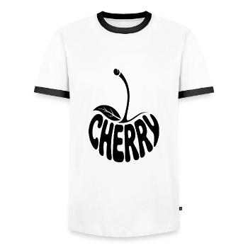 Cherry - Cool Fruit Logo - Männer Kontrast-T-Shirt - Weiß/Schwarz - Vorne - AI Model Female 172 light (172cm) & AI Model Male 178 dark (178cm)