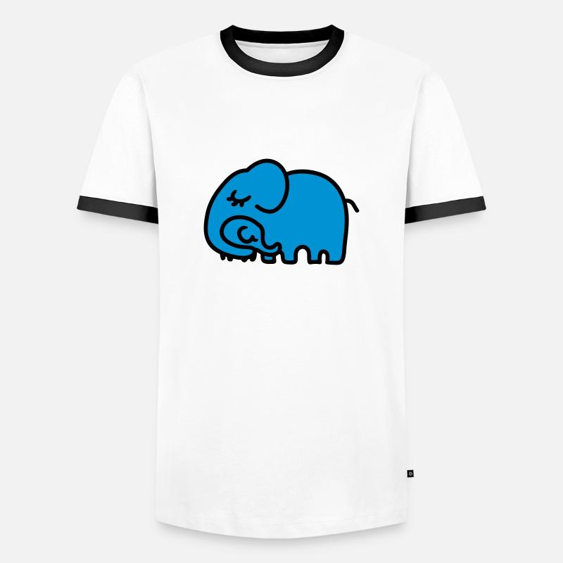 Mutter - Kind Elefant - Männer Kontrast-T-Shirt - Weiß/Schwarz