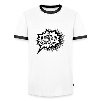 Comic Curses, Symbols Cartoon, Skull, Book, Words - T-shirt contrasté Homme - blanc/noir - Devant - AI Model Female 172 light (172cm) & AI Model Male 178 dark (178cm)