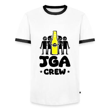 Équipe de l’enterrement de vie de garçon - T-shirt contrasté Homme - blanc/noir - Devant - AI Model Female 172 light (172cm) & AI Model Male 178 dark (178cm)
