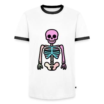 Skeleton Halloween Comic - Men's Ringer Shirt - white/black - Front - AI Model Female 172 light (172cm) & AI Model Male 178 dark (178cm)