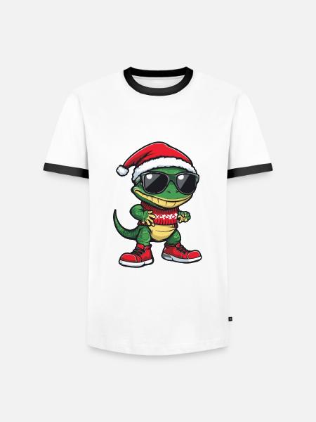 Lizard Gecko Christmas Ugly Christmas - Men's Ringer Shirt - white/black