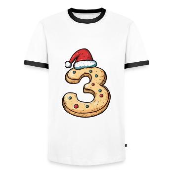 3 Zahl Weihnachten - Männer Kontrast-T-Shirt - Weiß/Schwarz - Vorne - AI Model Female 172 light (172cm) & AI Model Male 178 dark (178cm)
