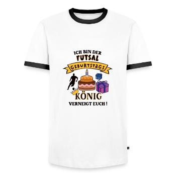 Futsalspieler Geburtstag Futsal Geb Spiel Fußball - Männer Kontrast-T-Shirt - Weiß/Schwarz - Vorne - AI Model Female 172 light (172cm) & AI Model Male 178 dark (178cm)