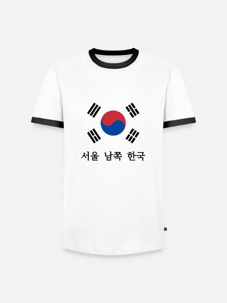 Korea flag - Men's Ringer Shirt - white/black