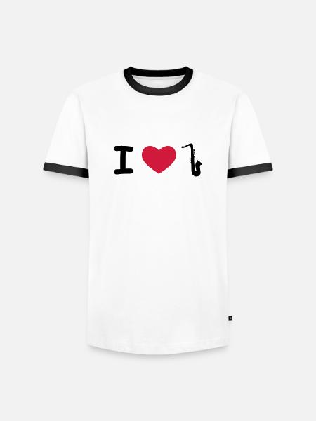 Saxophon - Männer Kontrast-T-Shirt - Weiß/Schwarz