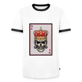 Poker King Skeleton - Men's Ringer Shirt - white/black - Front - AI Model Female 172 light (172cm) & AI Model Male 178 dark (178cm)