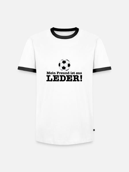 Il mio amico è realizzata in pelle (pallone da - Maglietta Contrast da uomo - bianco/nero
