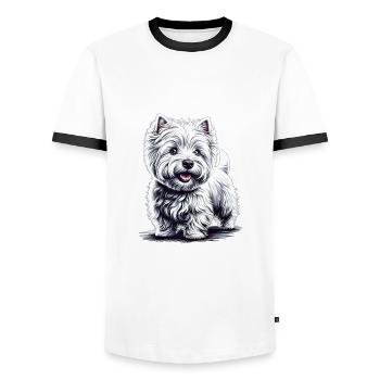 West Highland White Terrier - Men's Ringer Shirt - white/black - Front - AI Model Female 172 light (172cm) & AI Model Male 178 dark (178cm)
