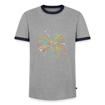 firework - Men's Ringer Shirt - grey/navy  - Front - AI Model Female 172 light (172cm) & AI Model Male 178 light (178cm)