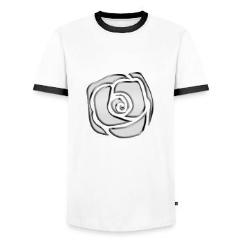 Chrome Rose T-Shirt - Men's Ringer Shirt - white/black - Front - AI Model Female 172 light (172cm) & AI Model Male 178 dark (178cm)