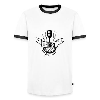 GRILL BEER BBQ GAME PARTY BARBECUE CELEBRATION MOTIF - T-shirt contrasté Homme - blanc/noir - Devant - AI Model Female 172 light (172cm) & AI Model Male 178 dark (178cm)