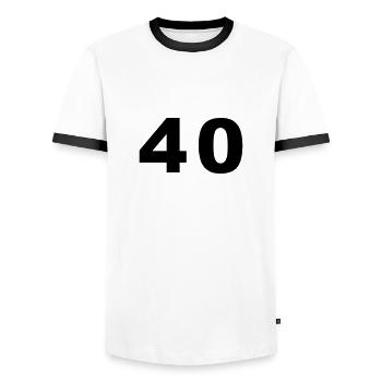 Number - 40 - Forty - Männer Kontrast-T-Shirt - Weiß/Schwarz - Vorne - AI Model Female 172 light (172cm) & AI Model Male 178 dark (178cm)