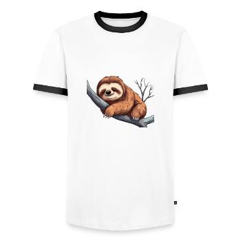 Mignon paresseux endormi pour les fans de paresseux - T-shirt contrasté Homme - blanc/noir - Devant - AI Model Female 172 light (172cm) & AI Model Male 178 dark (178cm)